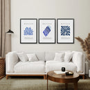 Navy Blue Henri Matisse Cut Outs. Set of 3 Prints by Wall Art Set