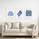 Navy Blue Henri Matisse Cut Outs. Set of 3 Prints by Wall Art Set