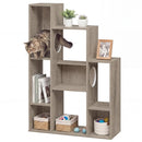 Modern Cat Bookshelf Cat Tree 8-Section Storage Cabinet with 2 Round Holes by DirectDeals