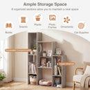 Modern Cat Bookshelf Cat Tree 8-Section Storage Cabinet with 2 Round Holes by DirectDeals