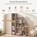 Modern Cat Bookshelf Cat Tree 8-Section Storage Cabinet with 2 Round Holes by LJGDeals