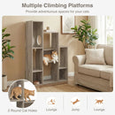 Modern Cat Bookshelf Cat Tree 8-Section Storage Cabinet with 2 Round Holes by LJGDeals