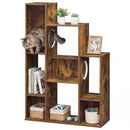 Modern Cat Bookshelf Cat Tree 8-Section Storage Cabinet with 2 Round Holes by LJGDeals