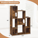 Modern Cat Bookshelf Cat Tree 8-Section Storage Cabinet with 2 Round Holes by LJGDeals