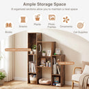 Modern Cat Bookshelf Cat Tree 8-Section Storage Cabinet with 2 Round Holes by LJGDeals
