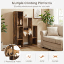 Modern Cat Bookshelf Cat Tree 8-Section Storage Cabinet with 2 Round Holes by DirectDeals