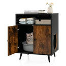 Industrial Cat Litter Box Enclosure with Entry and Open Compartment-Rustic Brown by LJGDeals