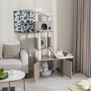 Cat Tree with Litter Box Enclosure for Indoor Cars-Gray by LJGDeals