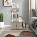 Cat Tree with Litter Box Enclosure for Indoor Cars-Gray by LJGDeals