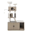 Cat Tree with Litter Box Enclosure for Indoor Cars-Gray by LJGDeals