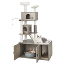 Cat Tree with Litter Box Enclosure for Indoor Cars-Gray by LJGDeals