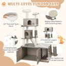 Cat Tree with Litter Box Enclosure for Indoor Cars-Gray by LJGDeals
