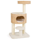 Modern Cat Tower Cat Tree with Top Perch Cattail Fluff Condo-Natural by LJGDeals