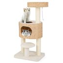 Modern Cat Tower Cat Tree with Top Perch Cattail Fluff Condo-Natural by LJGDeals