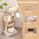 Modern Cat Tower Cat Tree with Top Perch Cattail Fluff Condo-Natural by LJGDeals