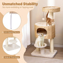 Modern Cat Tower Cat Tree with Top Perch Cattail Fluff Condo-Natural by DirectDeals