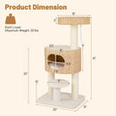 Modern Cat Tower Cat Tree with Top Perch Cattail Fluff Condo-Natural by DirectDeals