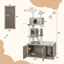 Cat Tree with Litter Box Enclosure for Indoor Cars-Gray by LJGDeals