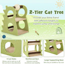 2-Tier Modern Cat Tree for Indoor Cats with Rotatable Sisal Scratching Ball-Green by LJGDeals