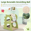 2-Tier Modern Cat Tree for Indoor Cats with Rotatable Sisal Scratching Ball-Green by LJGDeals