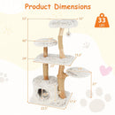 Modern Cat Tree 53 Inch Tall Natural Branch Wooden Cat Tower with Jute Scratching Posts-White by LJGDeals