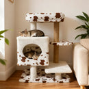 Modern Cat Tree Indoor Cat Tower with Wide Upholstered Perch and 2-Entrance Cat Condo-White by LJGDeals