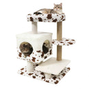 Modern Cat Tree Indoor Cat Tower with Wide Upholstered Perch and 2-Entrance Cat Condo-White by LJGDeals
