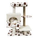 Modern Cat Tree Indoor Cat Tower with Wide Upholstered Perch and 2-Entrance Cat Condo-White by LJGDeals