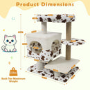 Modern Cat Tree Indoor Cat Tower with Wide Upholstered Perch and 2-Entrance Cat Condo-White by LJGDeals