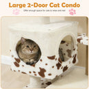 Modern Cat Tree Indoor Cat Tower with Wide Upholstered Perch and 2-Entrance Cat Condo-White by LJGDeals
