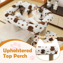 Modern Cat Tree Indoor Cat Tower with Wide Upholstered Perch and 2-Entrance Cat Condo-White by LJGDeals