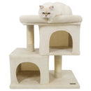 Modern Cat Tree Space-saving Cat Tower with Upholstered Perch and 2 Cat Condos by LJGDeals