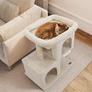 Modern Cat Tree Space-saving Cat Tower with Upholstered Perch and 2 Cat Condos by LJGDeals