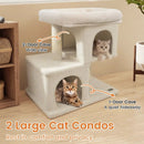 Modern Cat Tree Space-saving Cat Tower with Upholstered Perch and 2 Cat Condos by LJGDeals