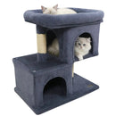Modern Cat Tree Space-saving Cat Tower with Upholstered Perch and 2 Cat Condos by LJGDeals