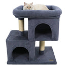 Modern Cat Tree Space-saving Cat Tower with Upholstered Perch and 2 Cat Condos by LJGDeals