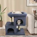 Modern Cat Tree Space-saving Cat Tower with Upholstered Perch and 2 Cat Condos by LJGDeals