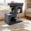 Modern Cat Tree Space-saving Cat Tower with Upholstered Perch and 2 Cat Condos by LJGDeals