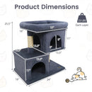 Modern Cat Tree Space-saving Cat Tower with Upholstered Perch and 2 Cat Condos by LJGDeals