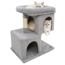 Modern Cat Tree Space-saving Cat Tower with Upholstered Perch and 2 Cat Condos by LJGDeals