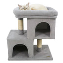 Modern Cat Tree Space-saving Cat Tower with Upholstered Perch and 2 Cat Condos by LJGDeals