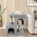 Modern Cat Tree Space-saving Cat Tower with Upholstered Perch and 2 Cat Condos by LJGDeals