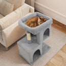 Modern Cat Tree Space-saving Cat Tower with Upholstered Perch and 2 Cat Condos by LJGDeals