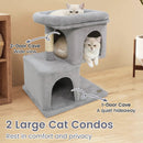 Modern Cat Tree Space-saving Cat Tower with Upholstered Perch and 2 Cat Condos by LJGDeals