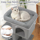 Modern Cat Tree Space-saving Cat Tower with Upholstered Perch and 2 Cat Condos by LJGDeals