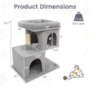 Modern Cat Tree Space-saving Cat Tower with Upholstered Perch and 2 Cat Condos by LJGDeals