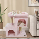 Modern Cat Tree Space-saving Cat Tower with Upholstered Perch and 2 Cat Condos by LJGDeals