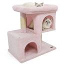 Modern Cat Tree Space-saving Cat Tower with Upholstered Perch and 2 Cat Condos by LJGDeals
