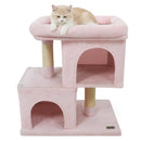 Modern Cat Tree Space-saving Cat Tower with Upholstered Perch and 2 Cat Condos by LJGDeals