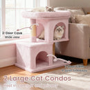 Modern Cat Tree Space-saving Cat Tower with Upholstered Perch and 2 Cat Condos by LJGDeals